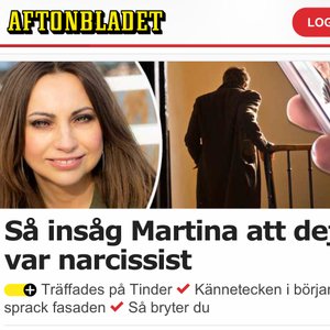 Artikel Aftonbladet "Så insåg Martina att dejten var en narcissist"