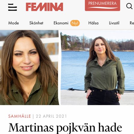 Tidningsartikel i Femina. Martinas pojkvän hade en till relation ljög om allt i flera år.
