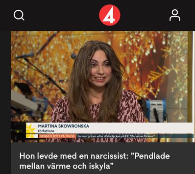 Inslag i TV4 Nyhetsmorgon 24 oktober 2021: Hon levde med en narcissist: "Pendlade mellan värme och kyla." 